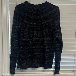 Knox Rose Black and Gray Striped Turtleneck Sweater